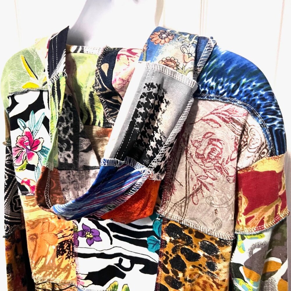 Jackpot Women's Multicolor Patchwork Hooded Zip U… - image 9